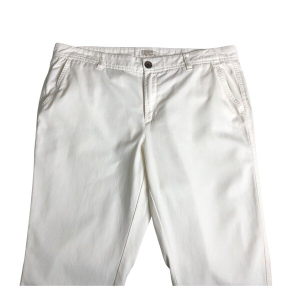 J Crew Pants Womens 14 White Chino Mid Raw Hem Crop Ankle Preppy Coastal Chic - Picture 3 of 12